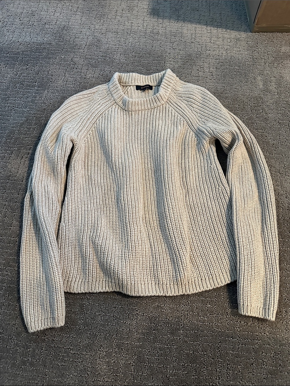 Quince Cream Ribbed Crewneck Sweater